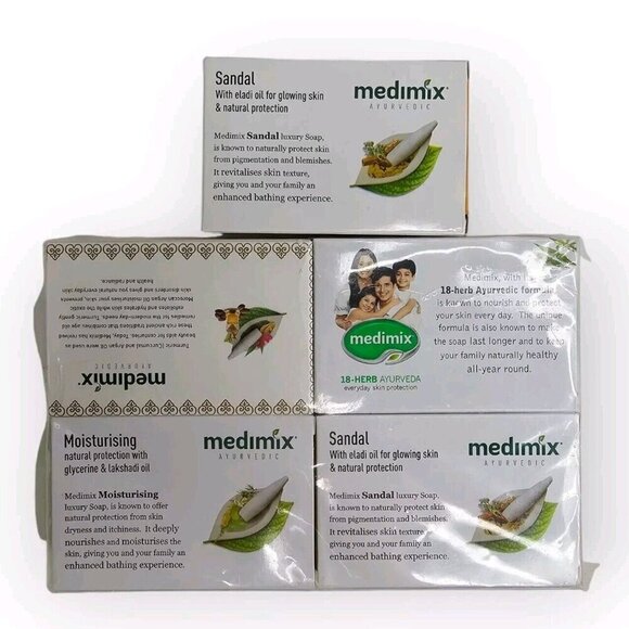 MEDIMIX AYURVEDIC Bar Soaps Lot of 5 4.4 oz Sandal Glycerin Turmeric Argan Herbs - Picture 2 of 8